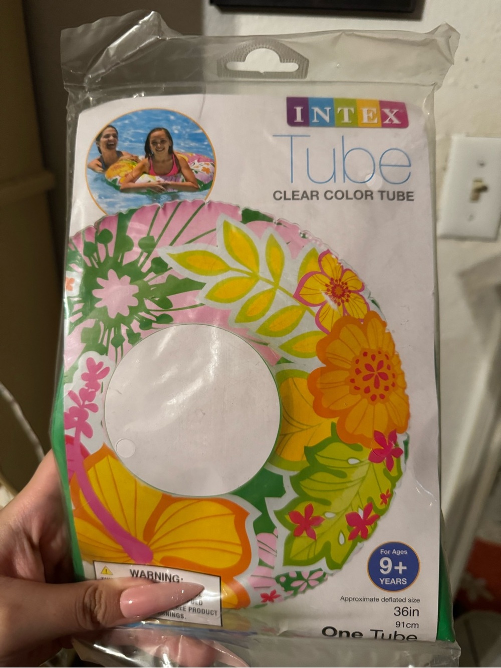 NWT Intex Clear Color Tube - Floral Print Swim Ring
